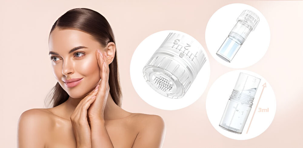 Głowica BEAUTIFLY DermaPen SkinRenew Pro 36 Pin intensywna regeneracja skóry wieksza liczba mikronakłu ć efektywna aplikacja serum regulacja ilości płynu w 3 poziomach dobranie intensywności zabiegu maksymalna dawka nawilżenia i regeneracji