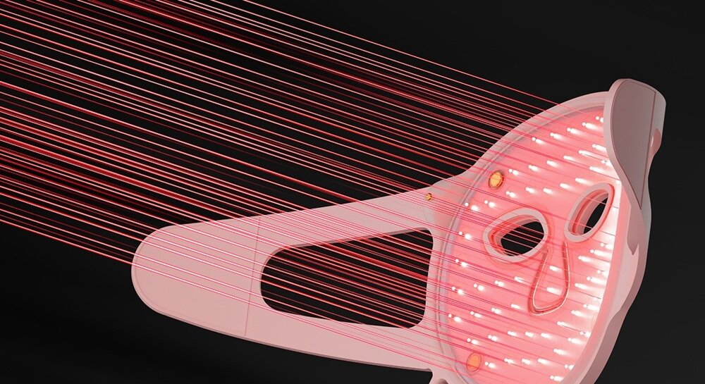 Maska LED BEAUTIFLY Aura Glam zmniejszenie niedoskonałości, wsparcie produkcji kolagenu, przyspiesza regenerację