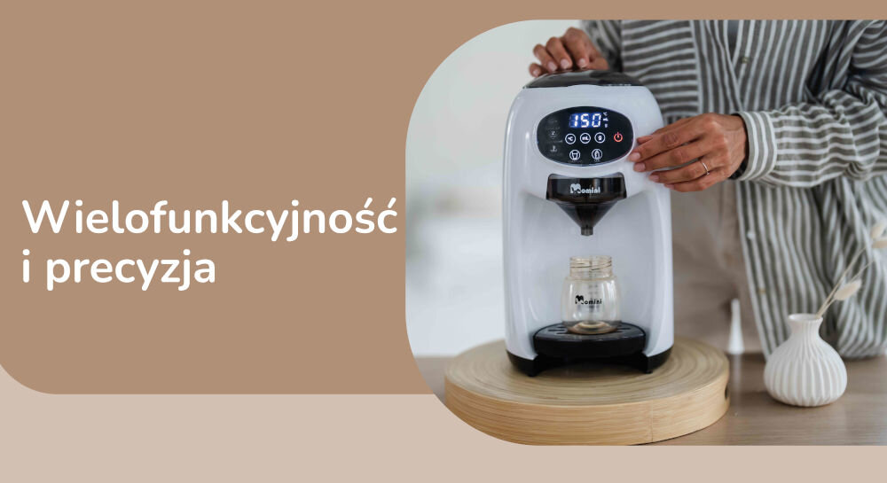 Ekspres do mleka MOMINI Milk Formula Elite lejek odmierzanie proszku czujniki