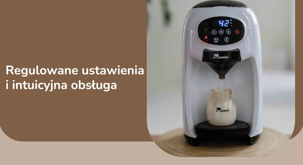 Ekspres do mleka MOMINI Milk Formula Elite intuicyjna obsługa wyświetlacz led