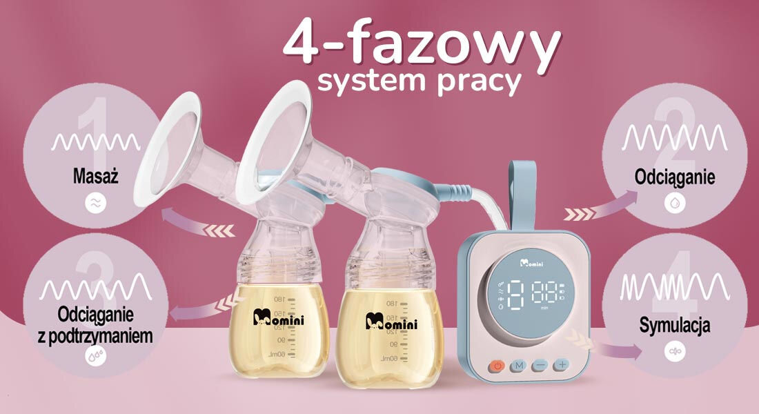 Laktator MOMINI TwinPump 4 fazy automatyczne wyłączenie