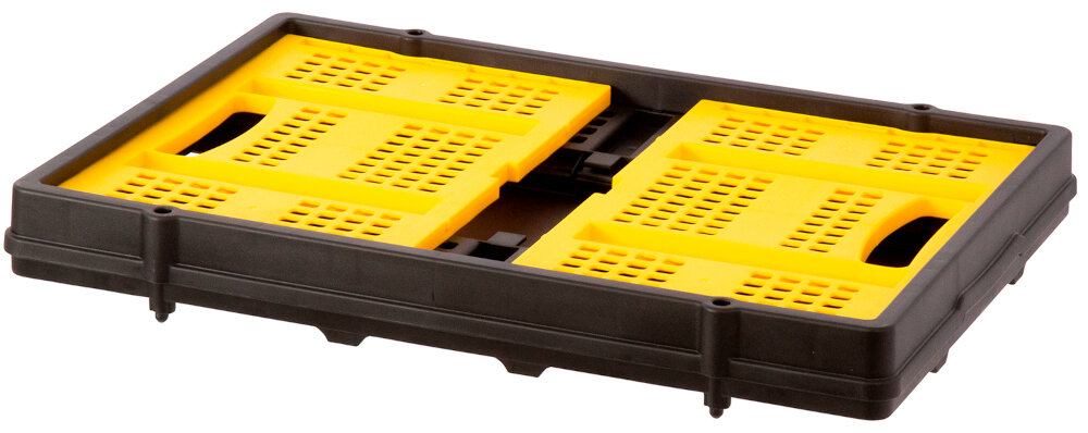 Skrzynka składana STANLEY SXWT-FT505-PDQ 5 szt. złożona skrzynka na białym tle składana forma wysokość po złożeniu 75 mm oszczędność miejsca szybkie rozkładanie