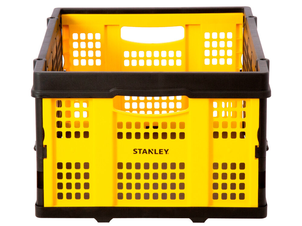 Skrzynka składana STANLEY SXWT-FT505-PDQ 5 szt. skrzynka na białym tle widok na krótszy bok dwa uchwyty transportowe pewny chwyt wygodna obsługa