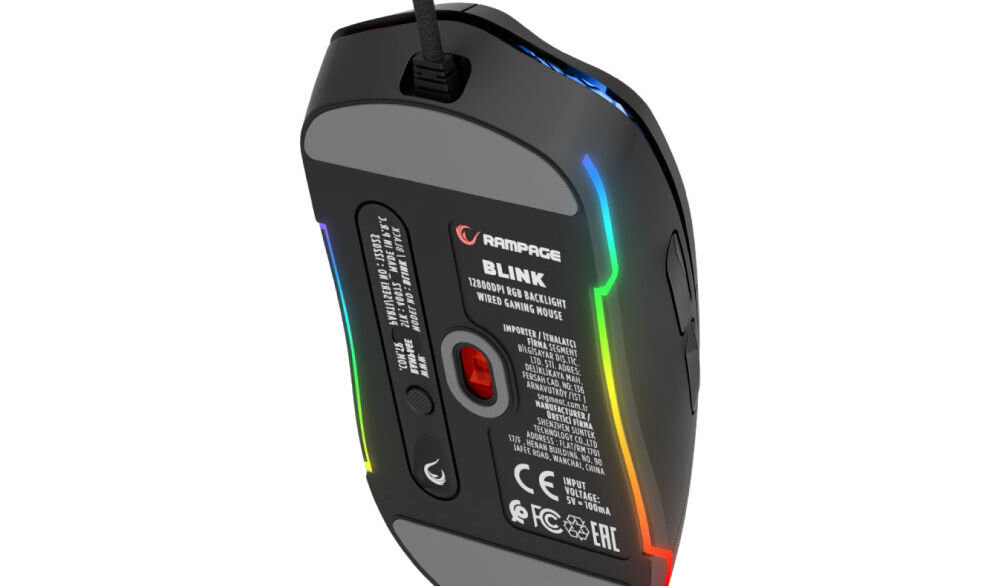 Mysz RAMPAGE Blink Czarny sensor optyczny płynność stabilność działania technologia optyczna precyzyjne śledzenie ruchów zwiększony komfort gry efektywność użytkowania