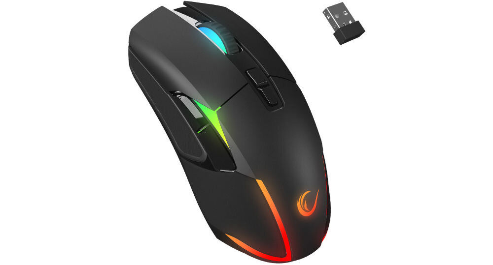 Mysz RAMPAGE Nova M4 Czarny dokładność do 4800 DPI precyzyjne dostosowanie czułości dokładny ruch przewaga w dynamicznych sytuacjach obsługuje 2,4 GHz USB USB-C szybkie stabilne połączenie kompaktowe wymiary 125 x 65 x 35 mm waga 95 g wygoda użytkowania 