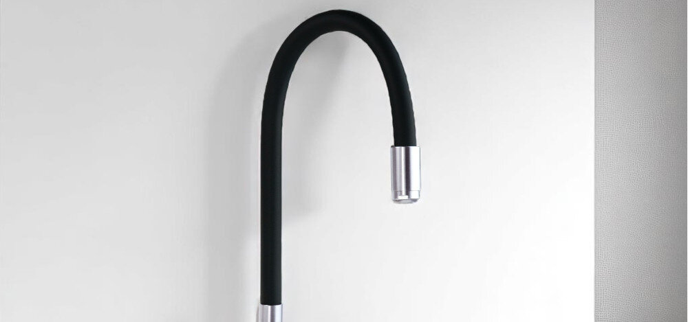 BATERIA KUCHENNA DEANTE Luno BOC B800 zdjęcie lifestyle kuchnia zlewozmywak stal wykończenie trwałość estetyka wygląd dodatek do kuchni funkcjonalność wygląd kolor czarny chrom