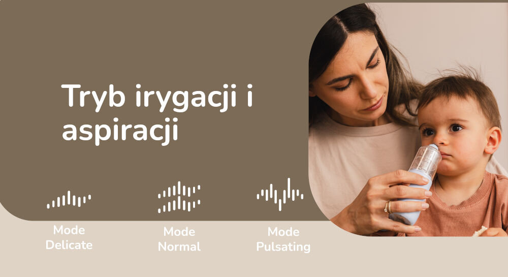 MOMINI Nanoflush 2v1 aspirator in irigator, nežen, normalen, pulzirajoči način