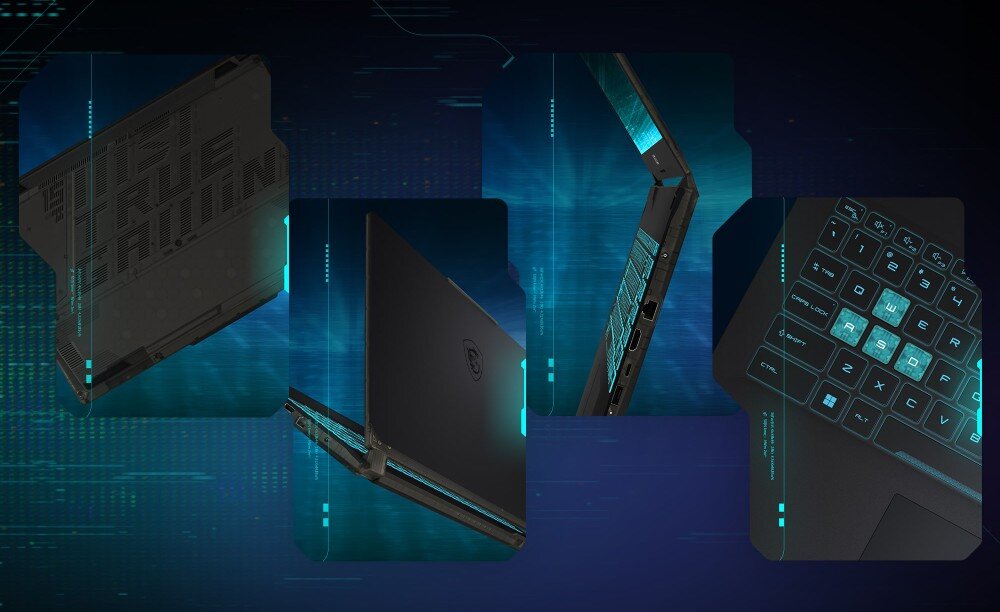 Laptop MSI Cyborg A13VE-1067XPL 15.6 IPS 144Hz i7-13620H 16GB RAM 512GB SSD GeForce RTX4050 cechy wygląd obudowa styl wielkość waga