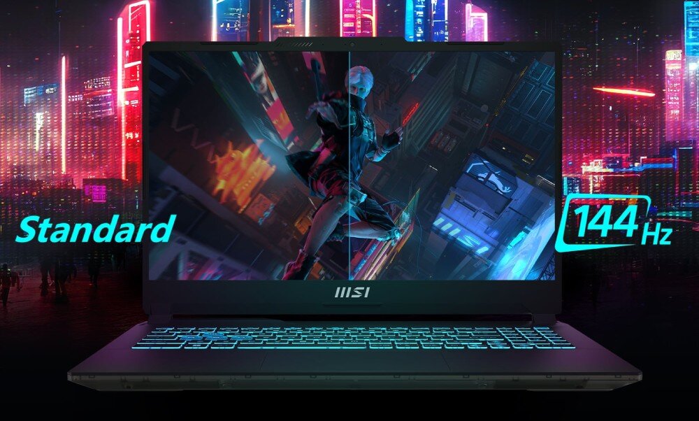 Laptop MSI Cyborg A13VE-1067XPL 15.6 IPS 144Hz i7-13620H 16GB RAM 512GB SSD GeForce RTX4050 wyświetlacz przekątna rozdzielczość odświeżanie matryca