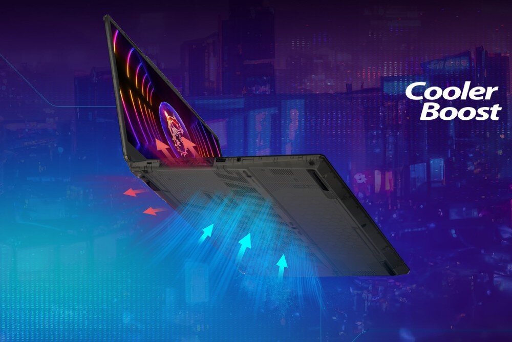 Laptop MSI Cyborg A13VE-1067XPL 15.6 IPS 144Hz i7-13620H 16GB RAM 512GB SSD GeForce RTX4050 chłodzenie ciepłowody temperatura pasta termoprzewodząca