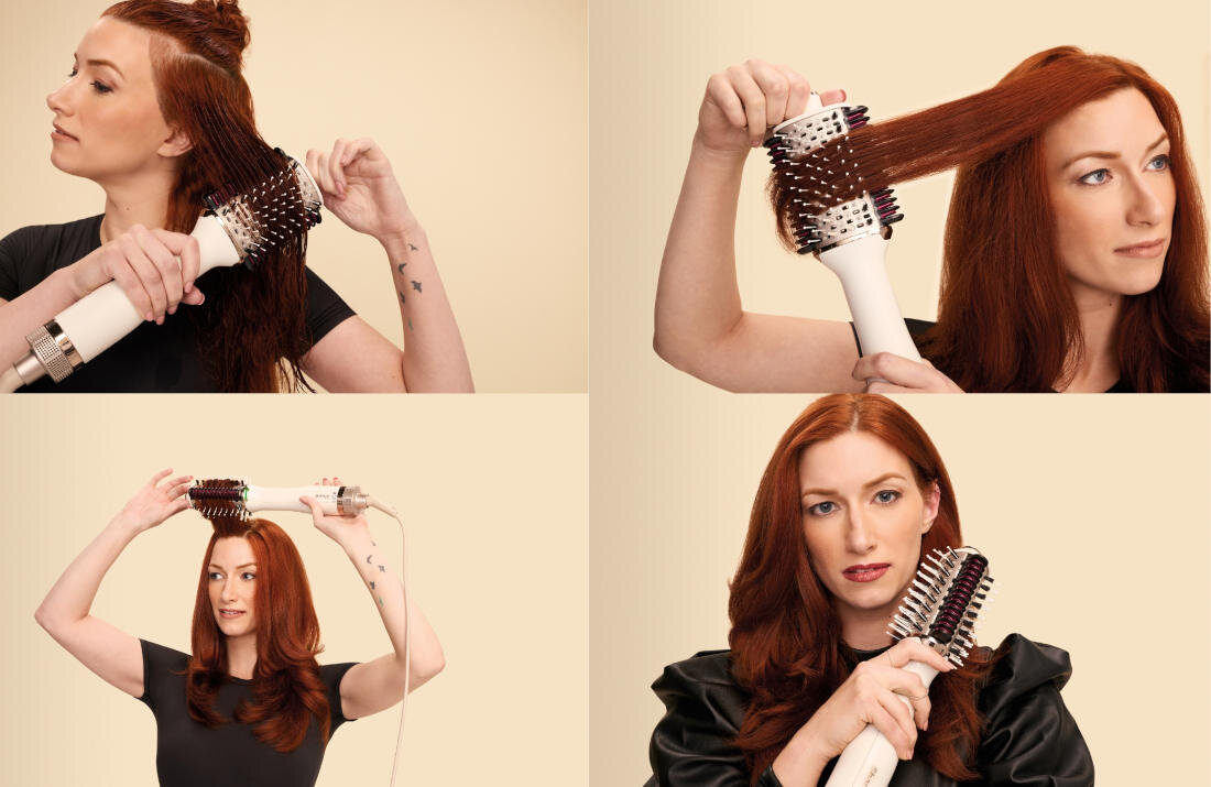 Suszarko-lokówka SHARK HT212EU Smoothstyle 900 W Tryb Wet Hair suszyć i stylizować włosy 3 poziomy ciepła łatwo ustawisz przekręceniem pokrętła Włosie dzika i nylonowe włókna precyzja wygładzenie wykończenie blask
