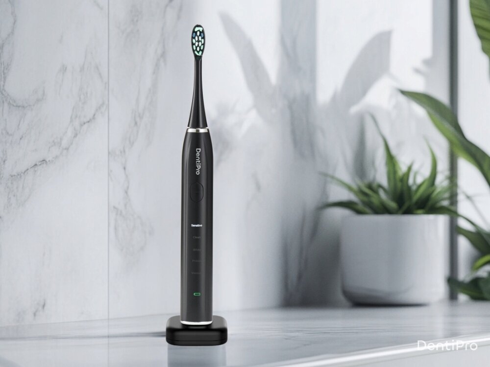 Szczoteczka soniczna ALPHA DentiPro usuwa więcej płytki, redukcja krwawienia, walka z kamieniem, timer, poprawa skuteczności mycia