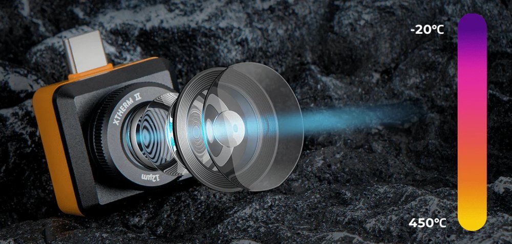 Kamera termowizyjna do smartfona XINFRARED T2S+ budowa obiektywu i zakres temperatur