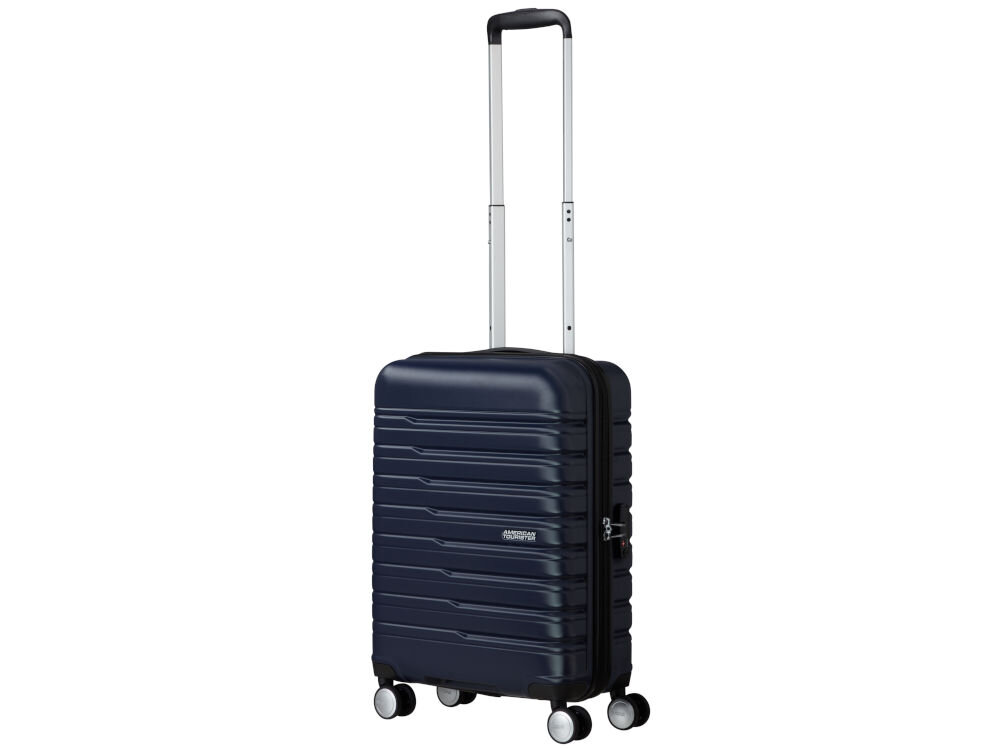 Walizka AMERICAN TOURISTER Flashline 55 cm Niebieski wymiary ok. 55 x 40 x 20 cm może być zabrana na pokład 36 różnych linii lotniczych LOT, Lufthansa czy British Airways spełnia wymagania wielu przewoźników