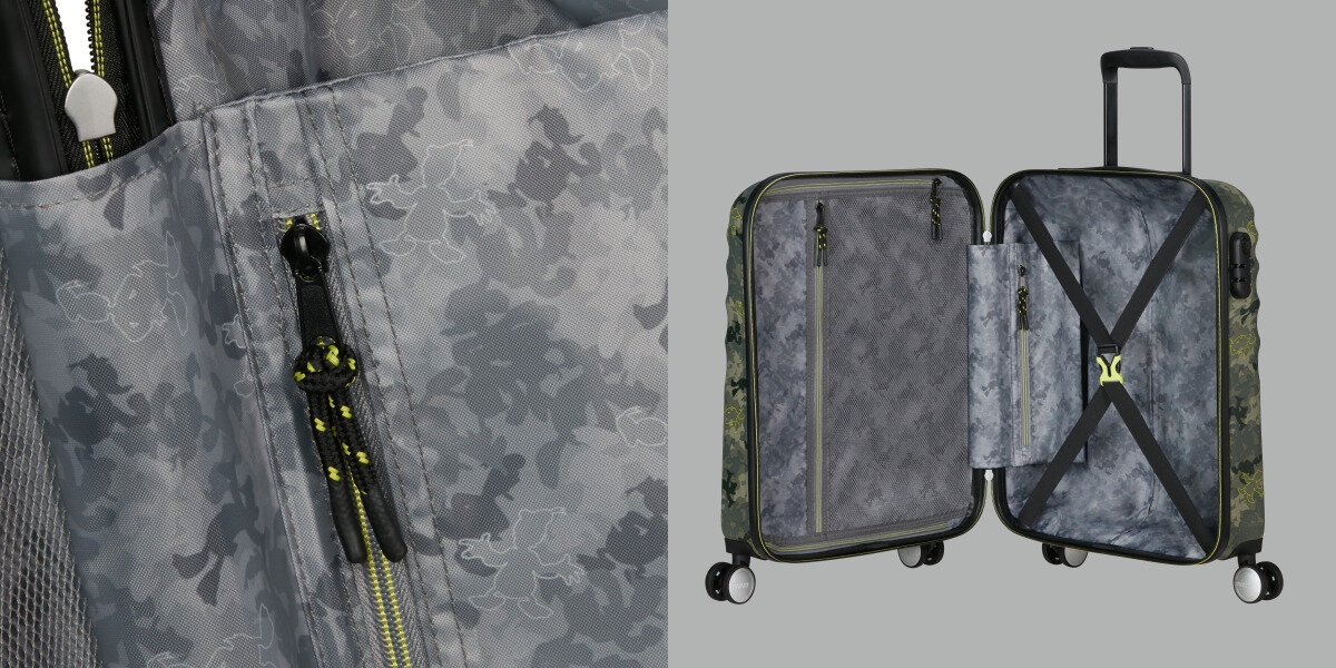 Walizka AMERICAN TOURISTER Wavebreaker Disney Pojemność 36 litrów organizacja przemyślane wnętrze przegrody pasy mocujące uporządkowanie rzeczy ułatwione pakowanie rozpakowywanie