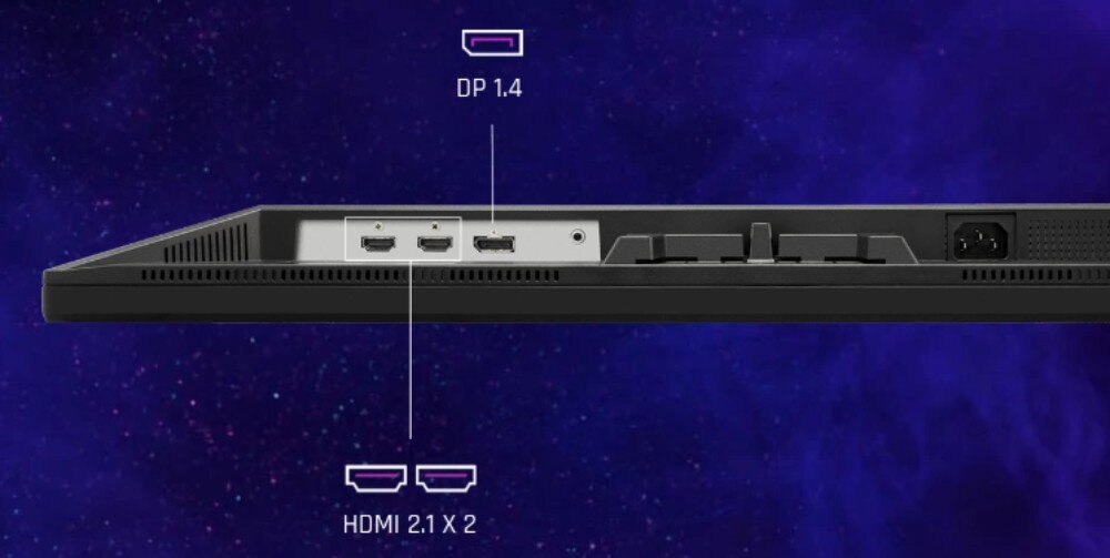 Monitor VIEWSONIC VX2758A-2K-PRO-3 27 2560x1440px IPS 240Hz 1 ms [MPRT] widok na monitor od spodu z widocznymi złączami porty
