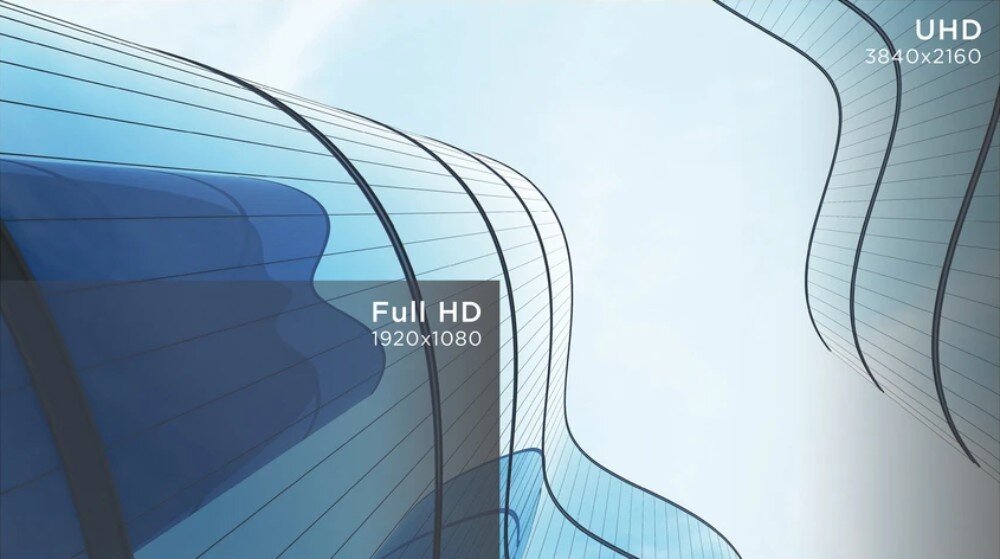 Monitor VIEWSONIC VA3208-4K-HD 32 3840x2160px 4 ms [GTG] grafika przedstawiająca porównanie jakości Full HD do UHD ekran przekątna rozdzielczość
