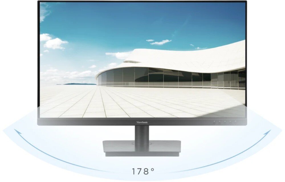 Monitor VIEWSONIC VA3208-4K-HD 32 3840x2160px 4 ms [GTG] monitor stojący na wprost z efektem pokazującym kąt widzenia matryca VA