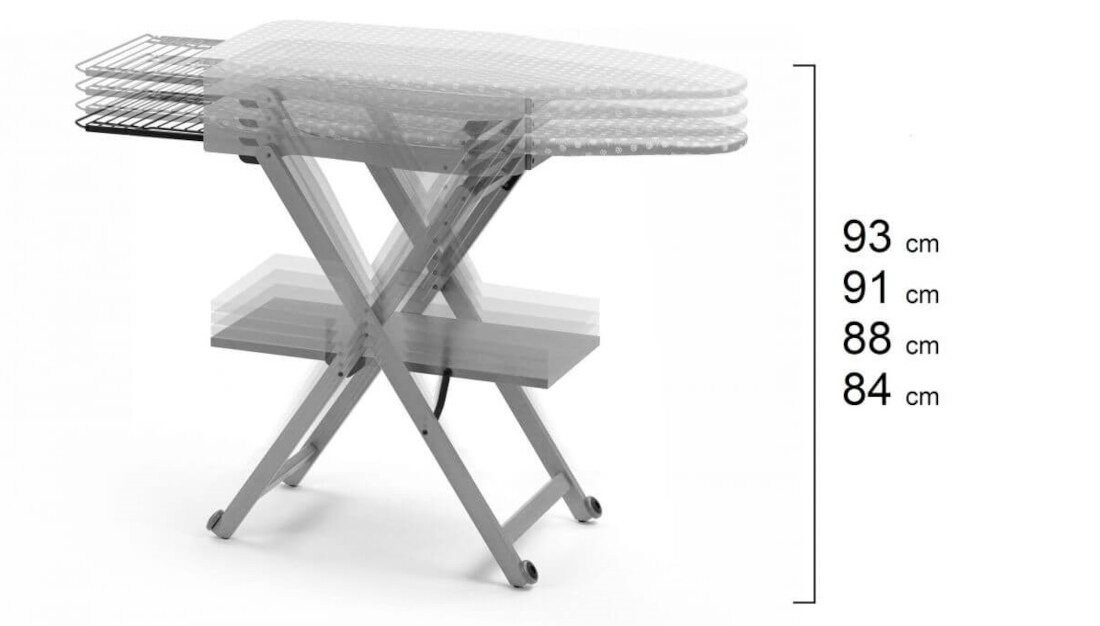Deska do prasowania ARREDAMENTI Stirocomodo 135 x 45 cm Biały Regulowana wysokość cztery zakresy dostosowanie preferencje użytkowanie