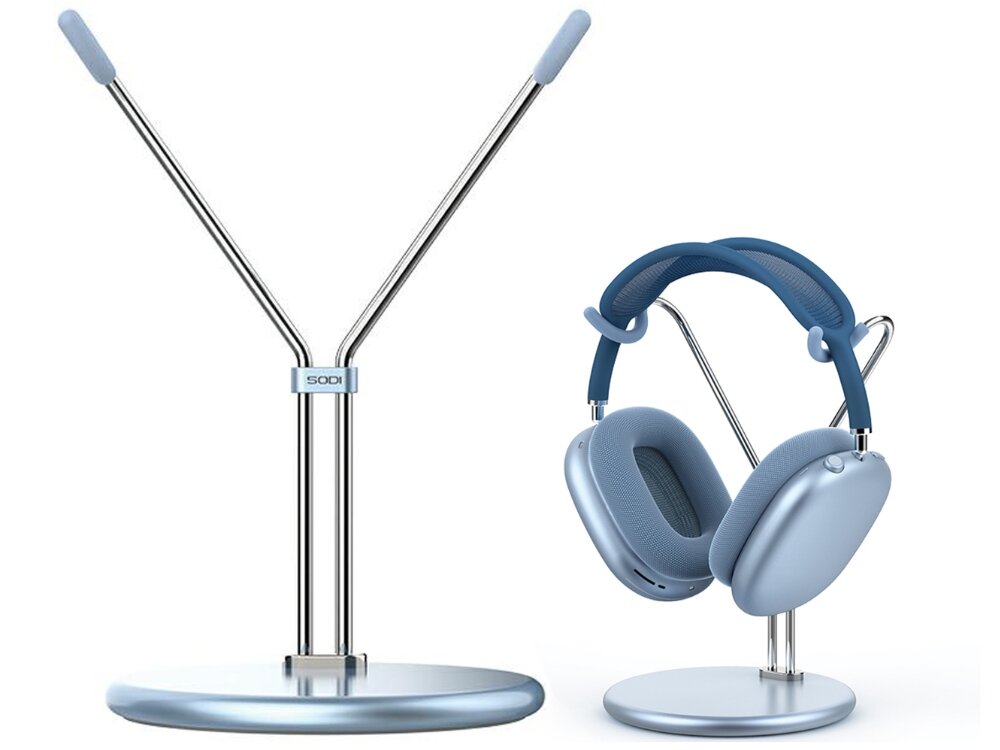 Stojak na słuchawki SODI SAM-300
                stojak na słuchawki bez założonych słuchawek i z założonymi
                silikonowa podkładka stabilność apple airpods max bezpieczeństwo