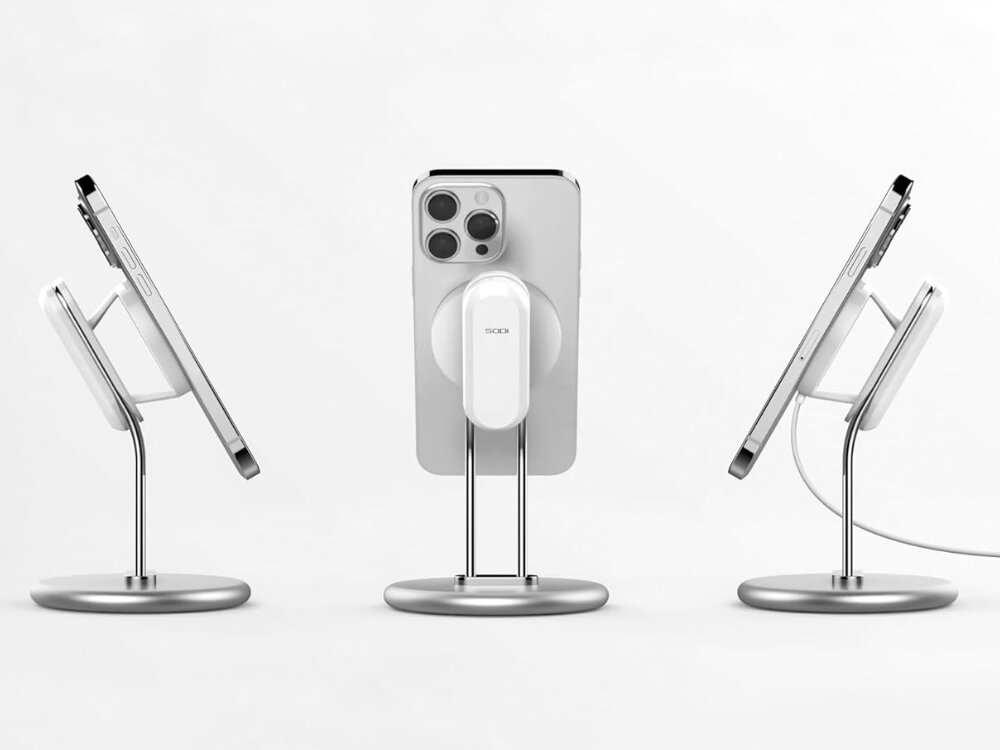 Stojak na telefon SODI SIM-300 MagSafe
stojak na telefon pod różnymi kątami nowoczesny design na biurko stolik nocny w kuchni odpowiedni kąt nachylenia