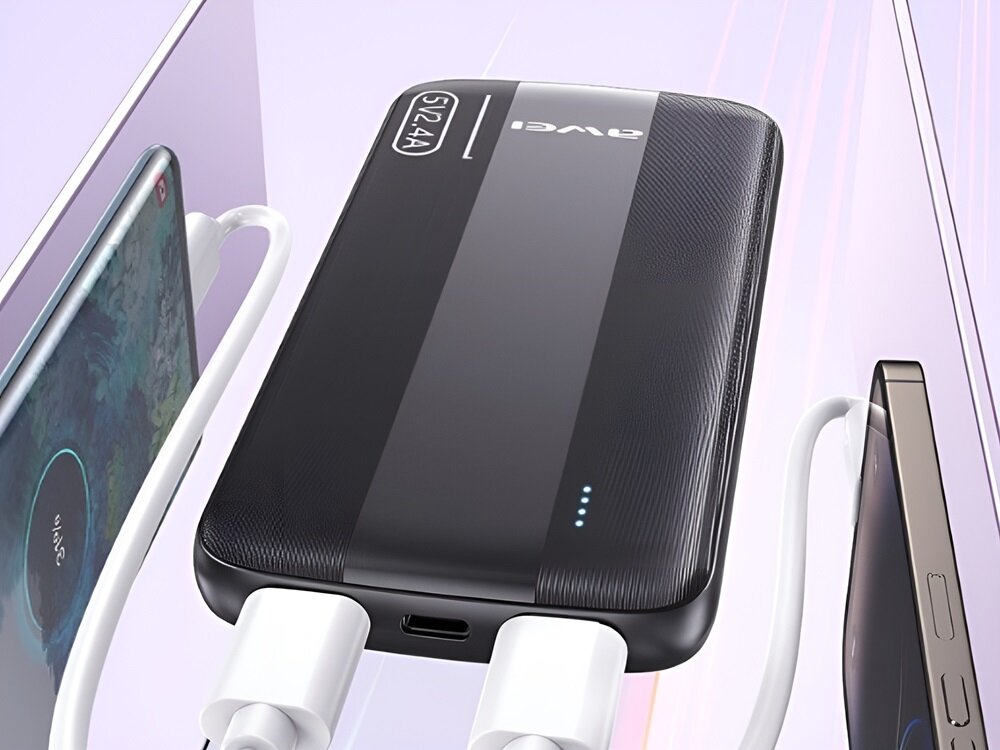 Powerbank AWEI P20K kompaktowy podróże normy zabezpieczenia - powerbank wklejony na tlo