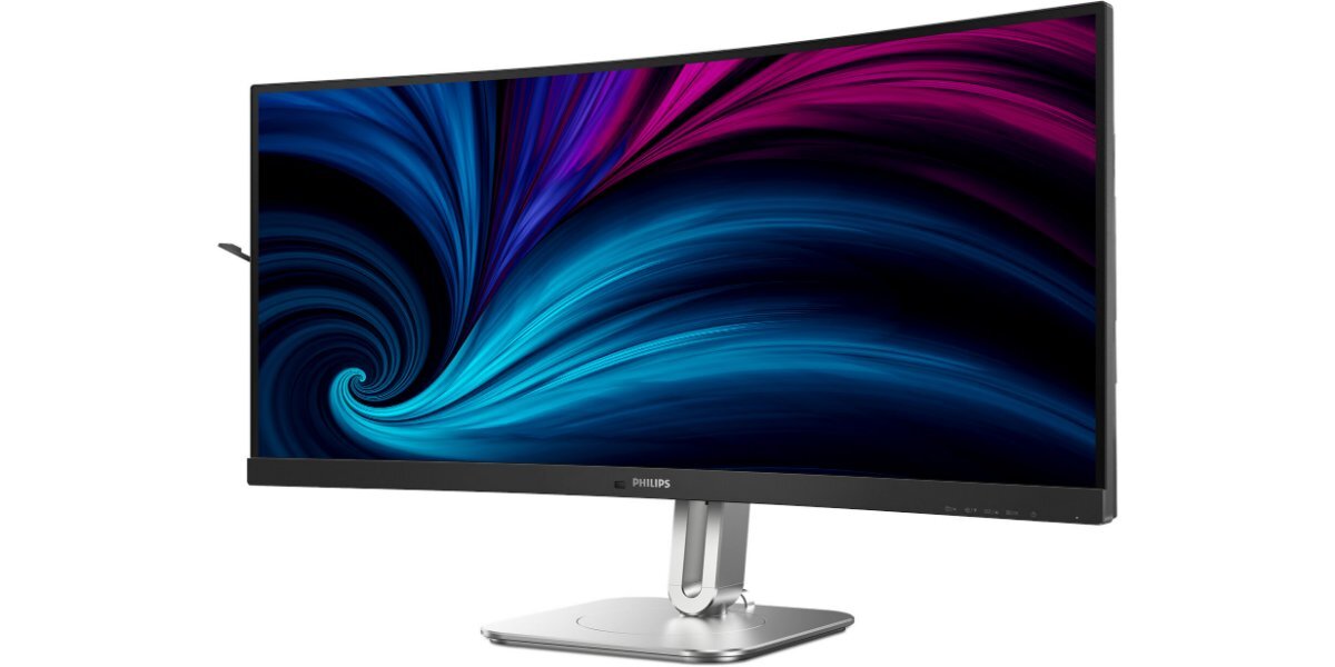 Monitor PHILIPS 34B2U5600C na białym tle - zdjęcie z boku.