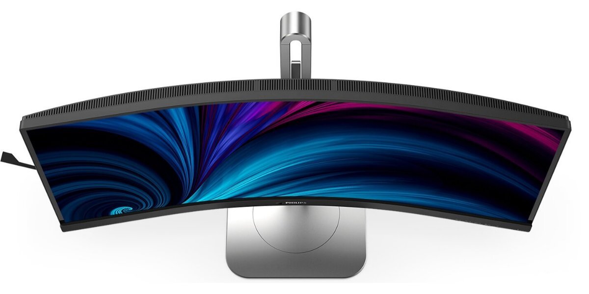 Monitor PHILIPS 34B2U5600C na białym tle - zdjęcie wykonane z góry.
