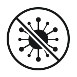 Przekreślony obrazek reprezentuje ochronę przez drobnoustrojami Przekreślony obrazek reprezentuje ochronę przez drobnoustrojami