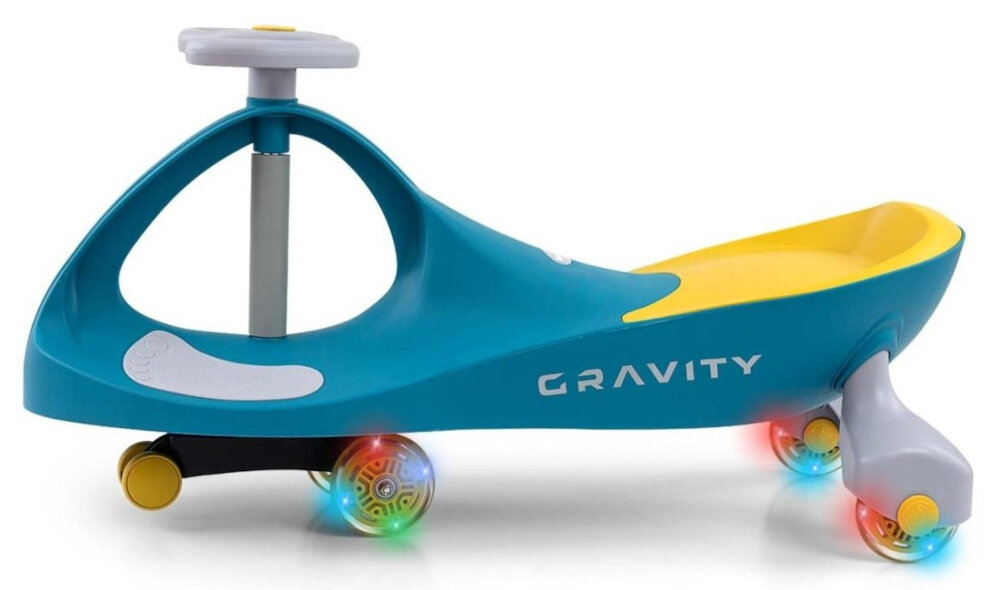 Jeździk MILLY MALLY Gravity Zielono-żółty 4 swiecace kolka LED srednica 9 cm emituja kolorowe swiatla spelnia europejskie normy bezpieczenstwa