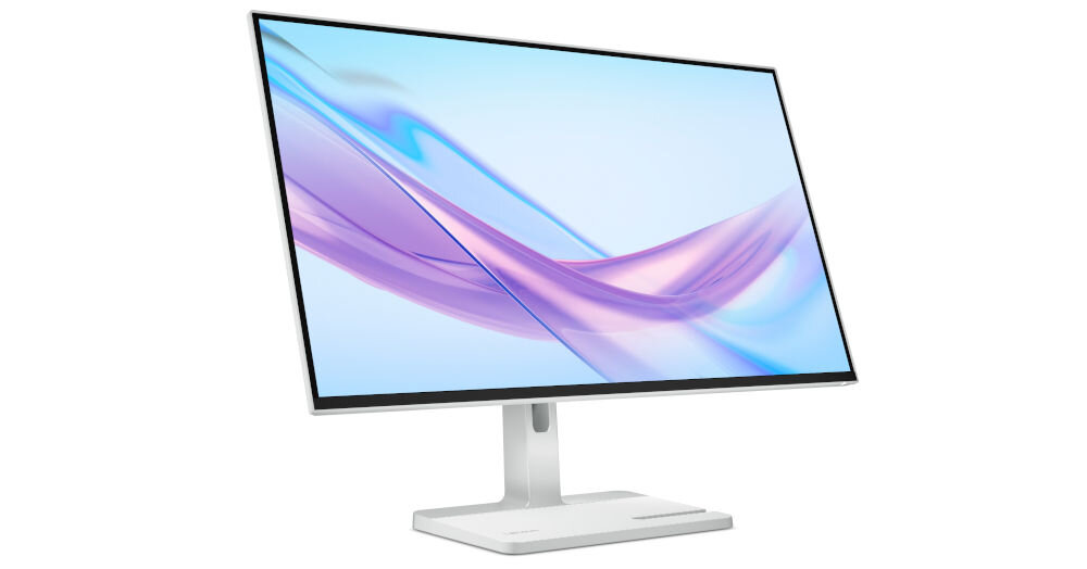 Monitor LENOVO L27q-4A 27 cali 2560x1440px IPS 100Hz 1 ms [MPRT] prezentacja monitora na białym tle pod kątem front waga 5,65 kg wymiary 613,2 × 196,2 × 421,6 mm wygoda przestronny ekran praca rozrywka