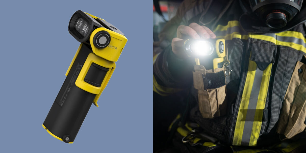 Elastyczna regulacja - świecąca mocno latarka obrócona głowica