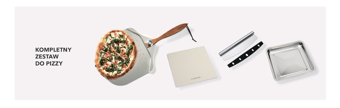 Piec do pizzy CUISINART CPZ120E 30 cm zestaw pizza kamień średnica głęboki talerz składane łopatki profesjonalny nóż