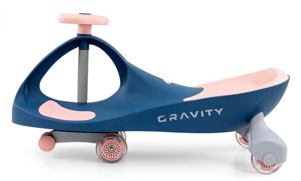 Jeździk MILLY MALLY Gravity Granatowo-różowy innowacyjny pojazd zabawa wspiera rozwoj unikalna konstrukcja sila grawitacji ruchy ciala dziecka poprawa kondycji nauka koordynacji ruchowej