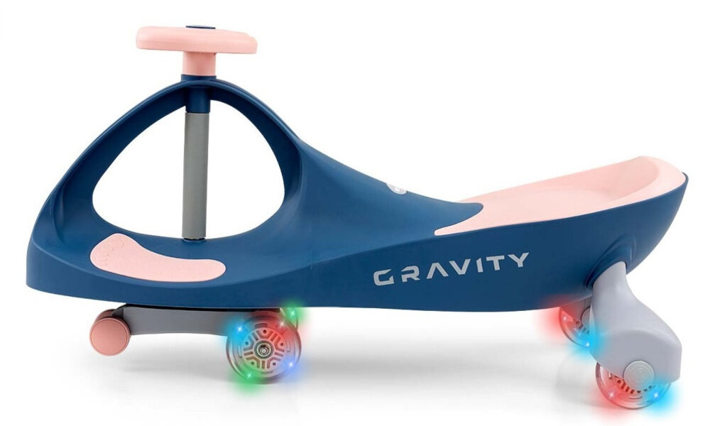 Jeździk MILLY MALLY Gravity Granatowo-różowy 4 swiecace kolka LED srednica 9 cm emituja kolorowe swiatla spelnia europejskie normy bezpieczenstwa