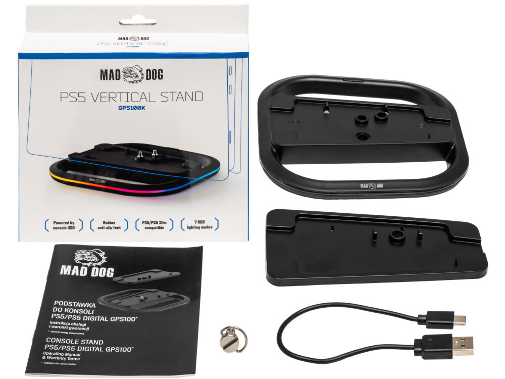 Podstawka na konsolę MAD DOG GPS100K Czarny przejściówka do montażu przewód zasilający instrukcja obsługi