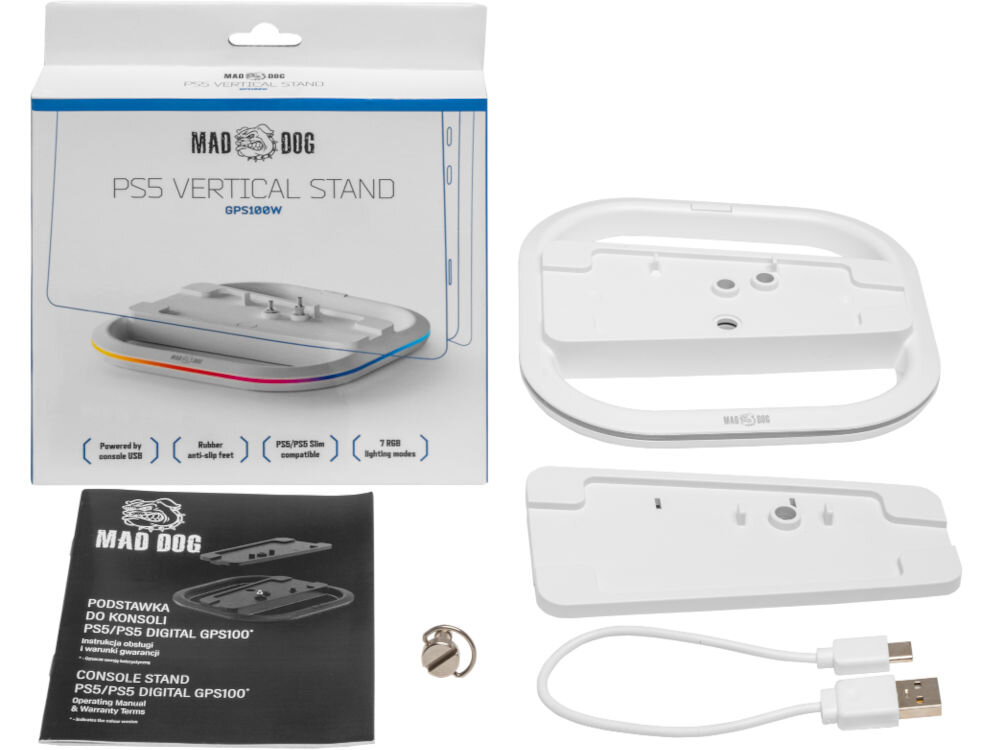 Podstawka na konsolę MAD DOG GPS100W Biały przejściówka do montażu przewód zasilający instrukcja obsługi