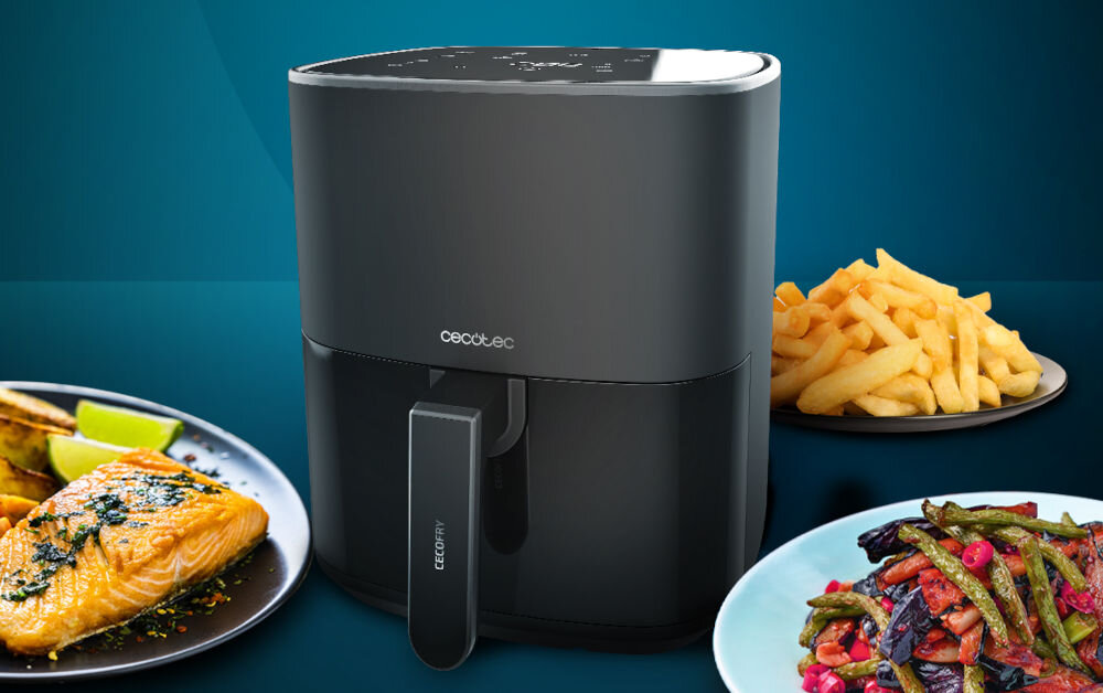 Air Fryer Frytkownica beztłuszczowa CECOTEC Fantastik 5500 Pack 5.5L 9 wstępnie ustawionych trybów automatyczne dopasowanie czasu i temperatury wybranie odpowiedniego trybu wszystko odbywa się automatycznie wygoda oszczędność czasu