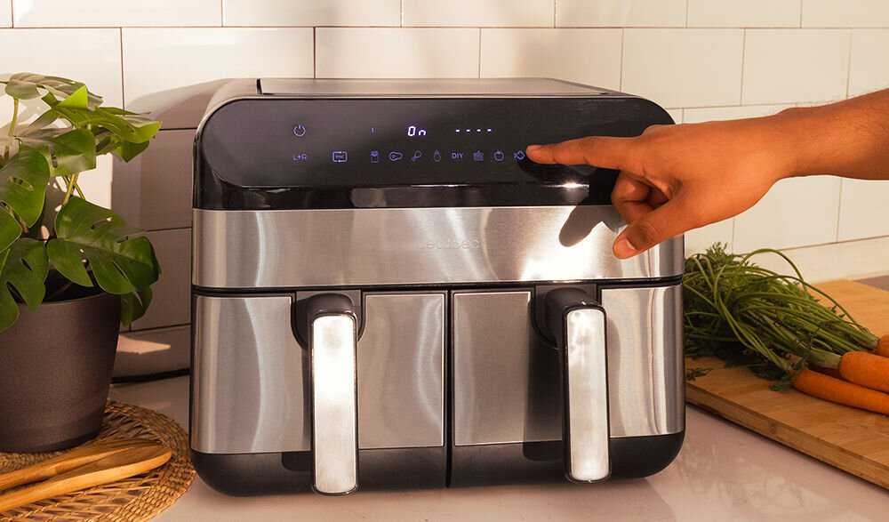 Frytownica CECOTEC Cecotec Cecofry Advance 9000 Inox moc 2800 W szybkie efektywne gotowanie regulacja temperatury od 30 do 200 stopni pełna kontrola bad procesem kulinarnym eksperymentowanie różne techniki gotowania 8 zaprogramowanych trybów dostosowanie czasu temperatury uproszczone gotowanie 