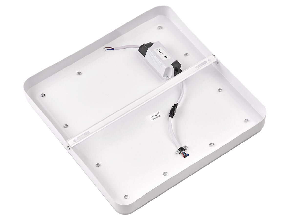 Plafon TRACER Lumi Square TRAOSW47319 biały, rozwiązanie, niezależne, centralna, boczna, na białym tle tył plafonu od góry