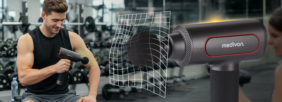 Masażer ręczny Gun MEDIVON Pro X2 Regeneracja mięśni terapia perkusyjna i wibracyjna 6 tryby pracy dopasowanie intensywność potrzeby regeneracja staje się szybka i komfortowa