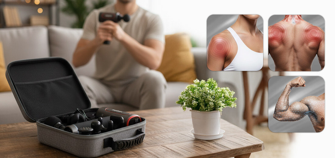 Masażer ręczny Gun MEDIVON Pro X2 Komfort i cisza cicha praca minimalny poziom hałasu automatyczne wyłączanie po zakończonej sesji bezpieczeństwo użytkowania chroni baterię przed przegrzaniem