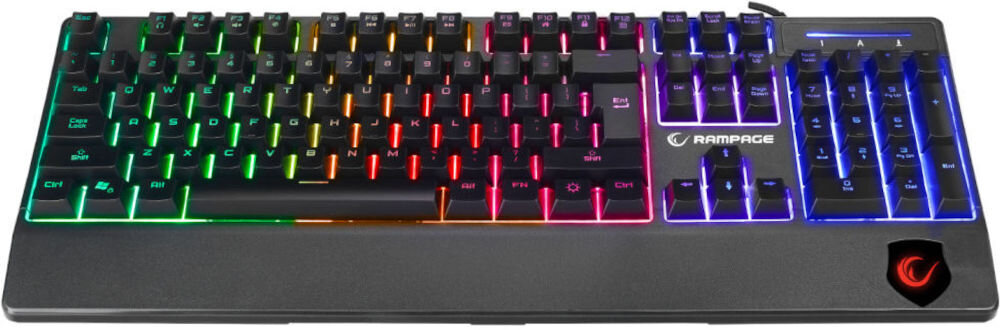 Klawiatura RAMPAGE KB-R34 podświetlenie RGB różne tryby i efekty świetlne dynamiczne światła dodanie energii stanowisku pełna personalizacja wyglądu klawiatury