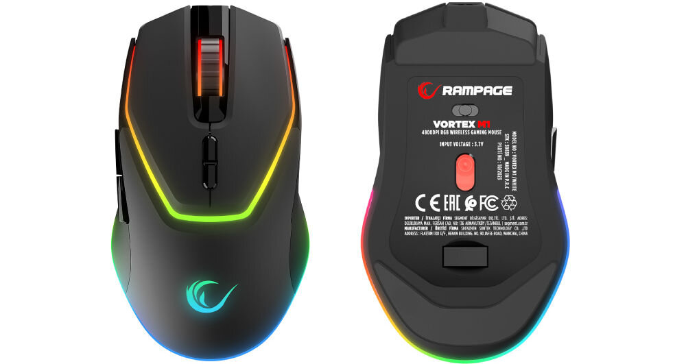Mysz RAMPAGE Vortex M1 Czarny natychmiastowa reakcja na każdy ruch i kliknięcie szybkość działania błyskawiczna rejestracja ruchów pełna kontrola 