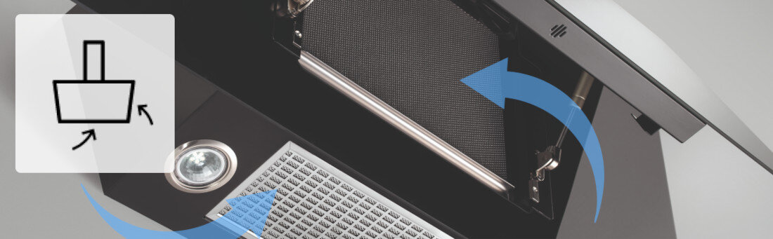 Okap FRANKE Neo FNO 805 BK 330.0591.775 Czarny Dwa obszary wlotu powietrza z przodu od dołu