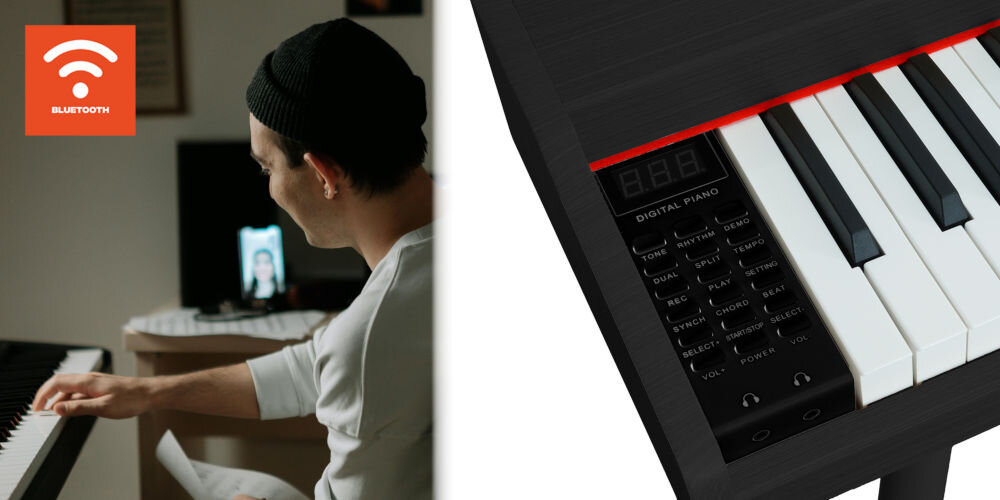 Pianino cyfrowe MUSICMATE MM-P20-B Czarny regulacja dotyk rytmy regulacja