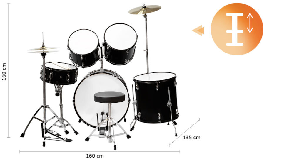 Perkusja MUSICMATE Junior MM-DRM200 MusicalEnergy Czarno-biały wymiary ok 160 x 135 x 160 cm świetne narzędzie do nauki dla początkujących i bardziej zaawansowanych