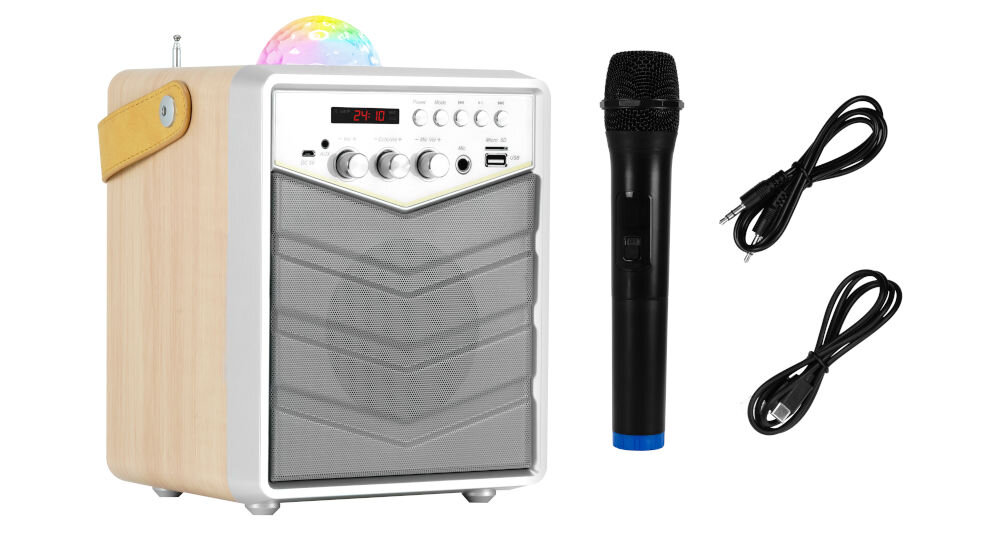 Power audio MUSICMATE MM-SK100 Apex Flex Mikrofon Karaoke Biały mikrofon bezprzewodowy (brak baterii w zestawie), pasek do przenoszenia, kabel USB-A / USB-C, kabel AUX jack 3,5 mm / jack 3,5 mm