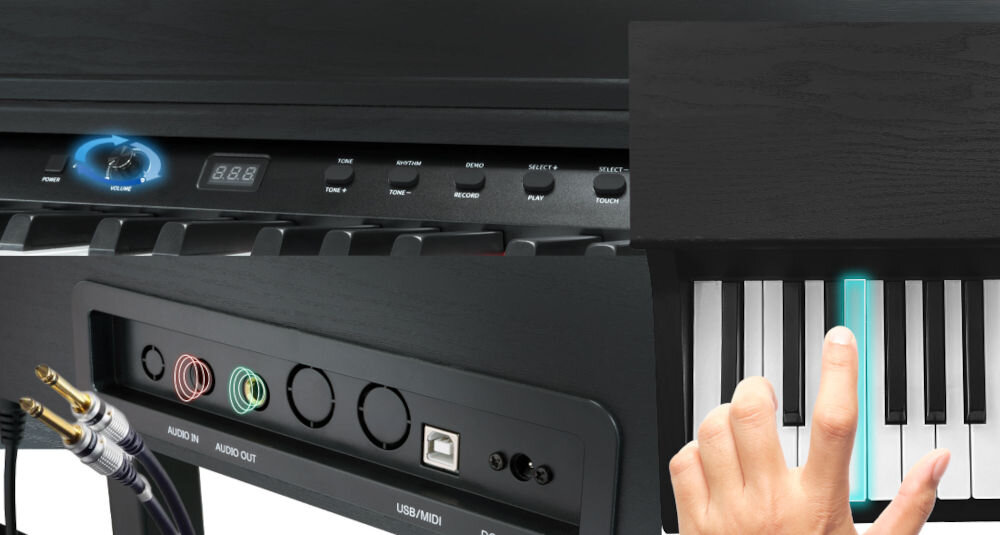 Pianino cyfrowe MUSICMATE MM-P60-B Czarny wyjścia złącza bluetooth