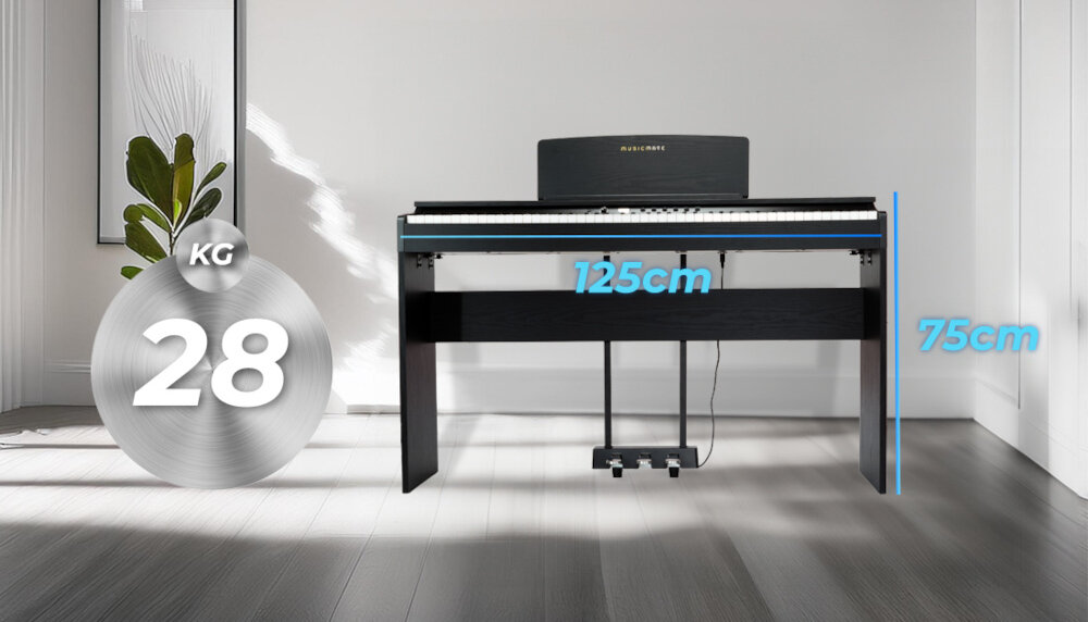 Pianino cyfrowe MUSICMATE MM-P60-B Czarny wymiary waga